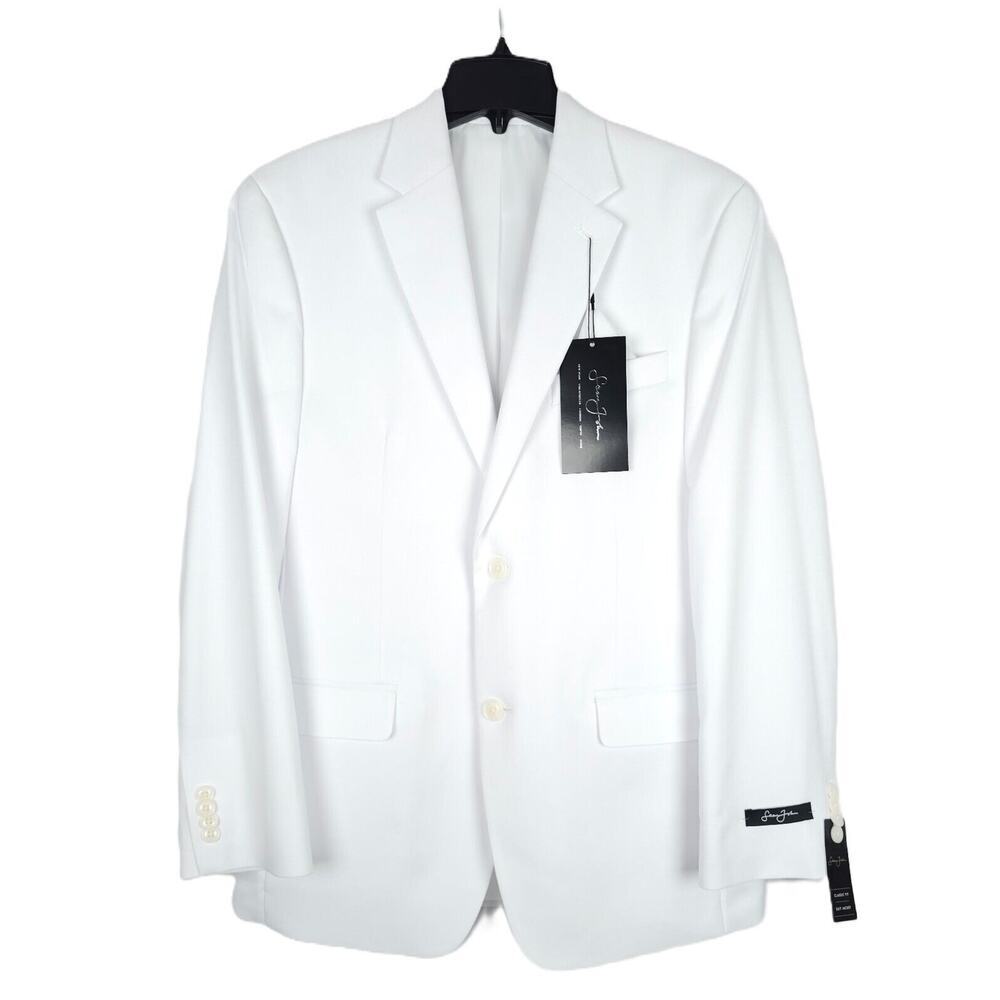 Sean John Mens Classic Fit Suit Jacket Blazer 36R White Solid Stretch NWT